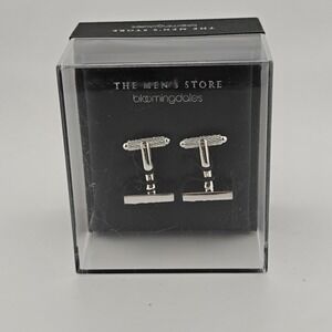 The‎ Men's Store Bloomingdale's Cufflinks Silver Tone Textured Mens New In Box